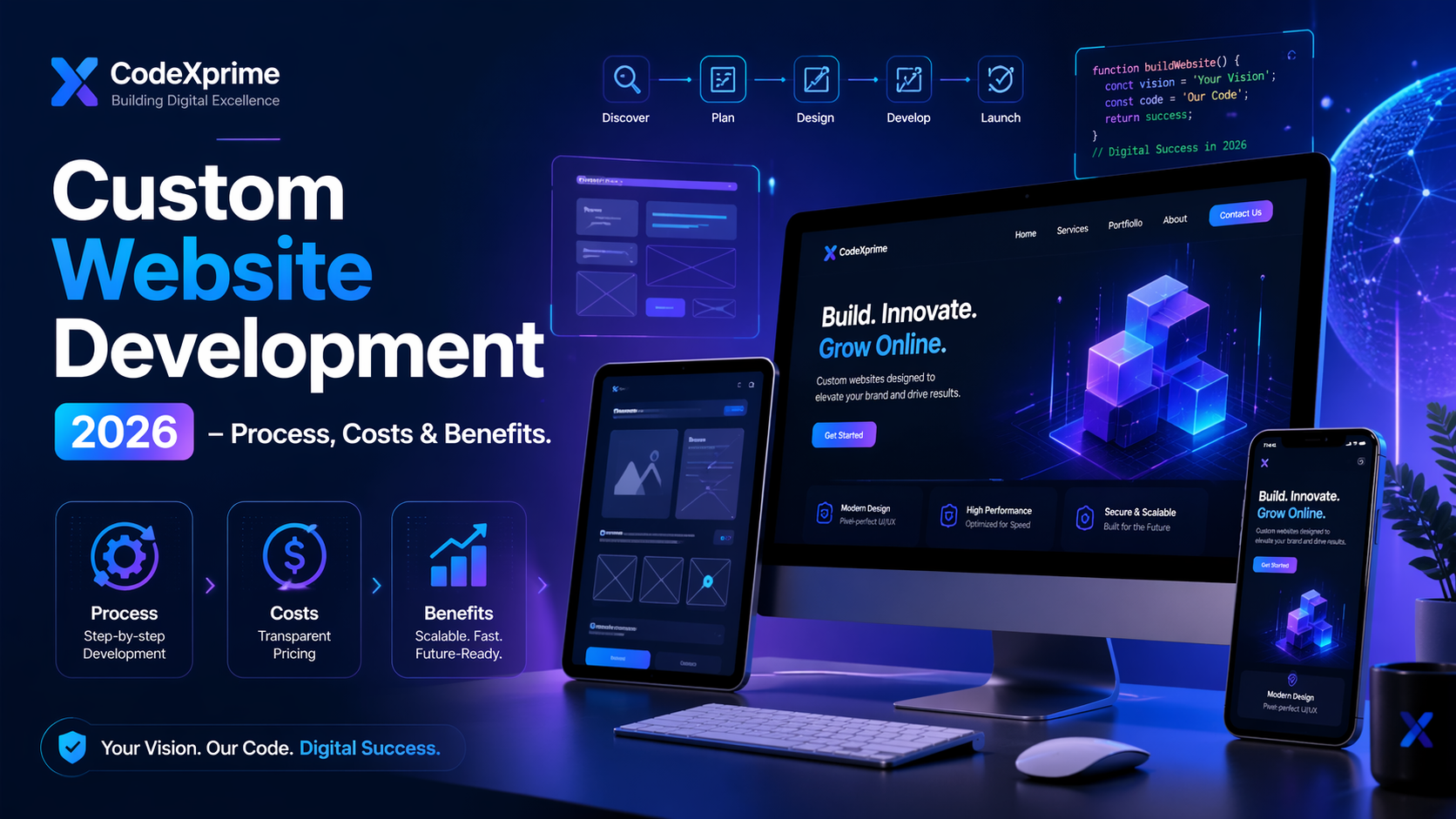 Custom website development services by CodeXprime