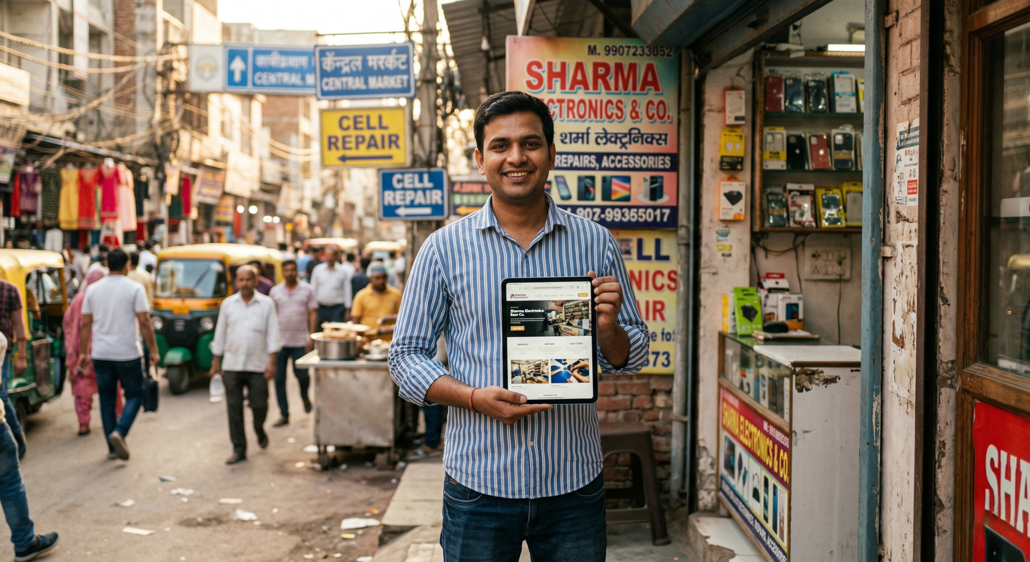 Uttam Nagar business owner showcasing professional website built by CodeXprime website developer